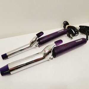 2 Conair Curling Irons 3/4" and 1" Barrels Purple Sparkle Handles Works